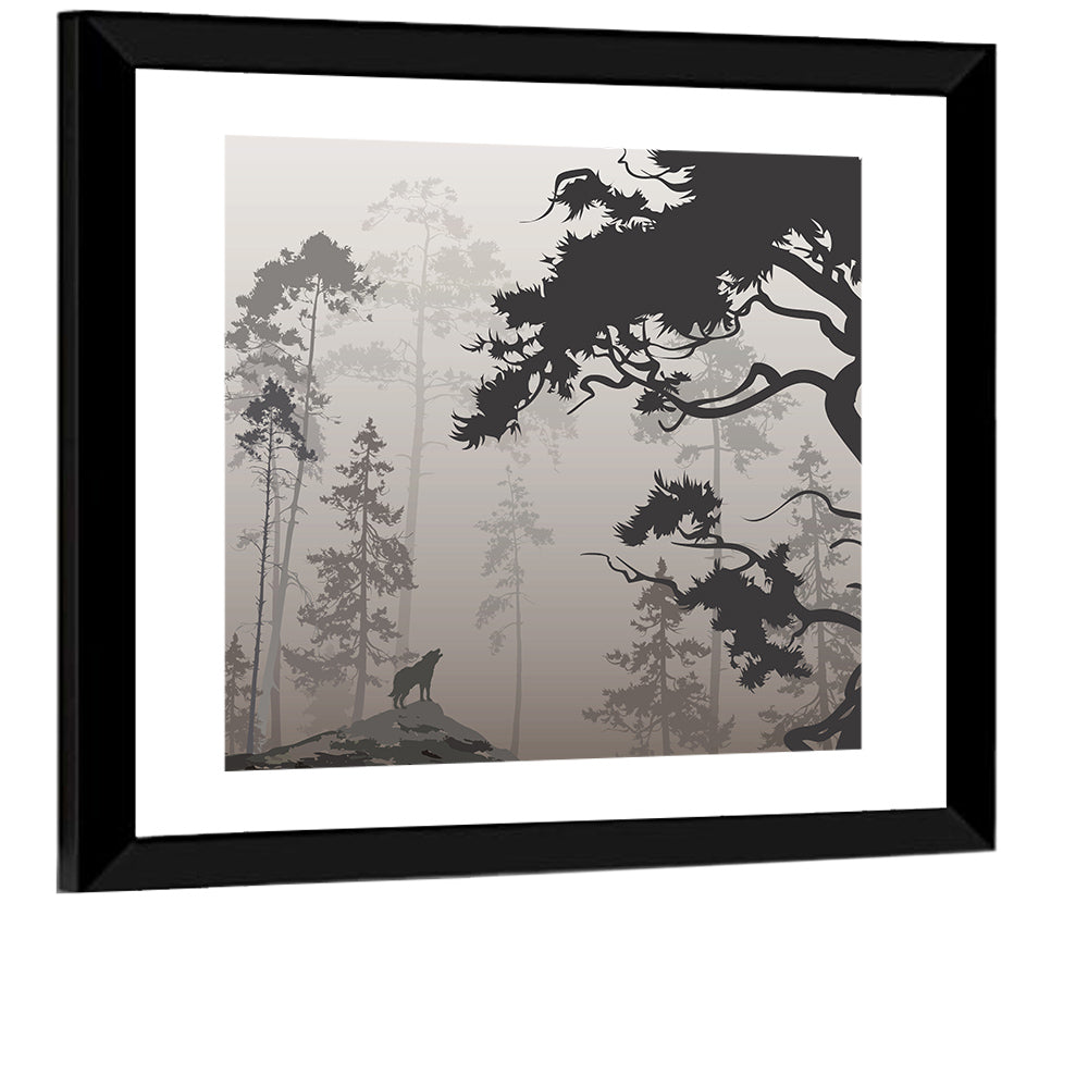 Forest & Howling Wolf Wall Art