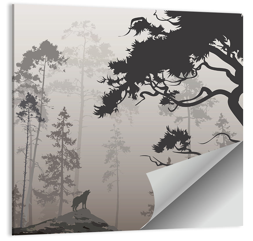 Forest & Howling Wolf Wall Art