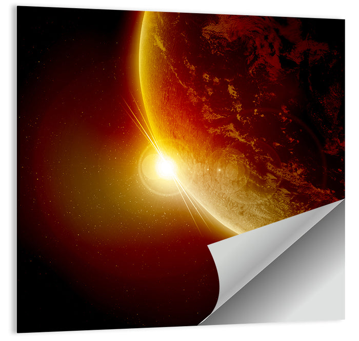 Red Planet Sunrise Limb Flare Wall Art as a poster print