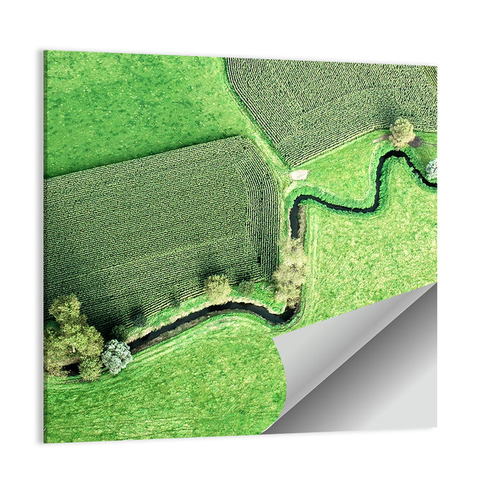 Meandering Stream Over Farmland Wall Art as a poster print
