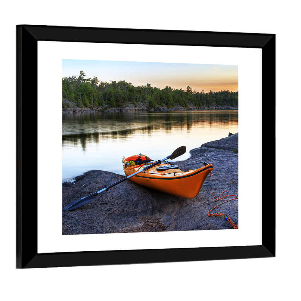 Kayak On River Bank Wall Art