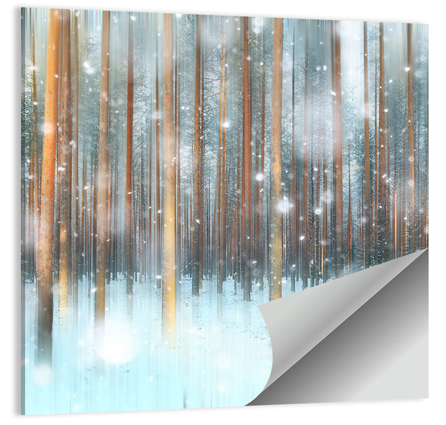 Snowy Abstract Forest Wall Art