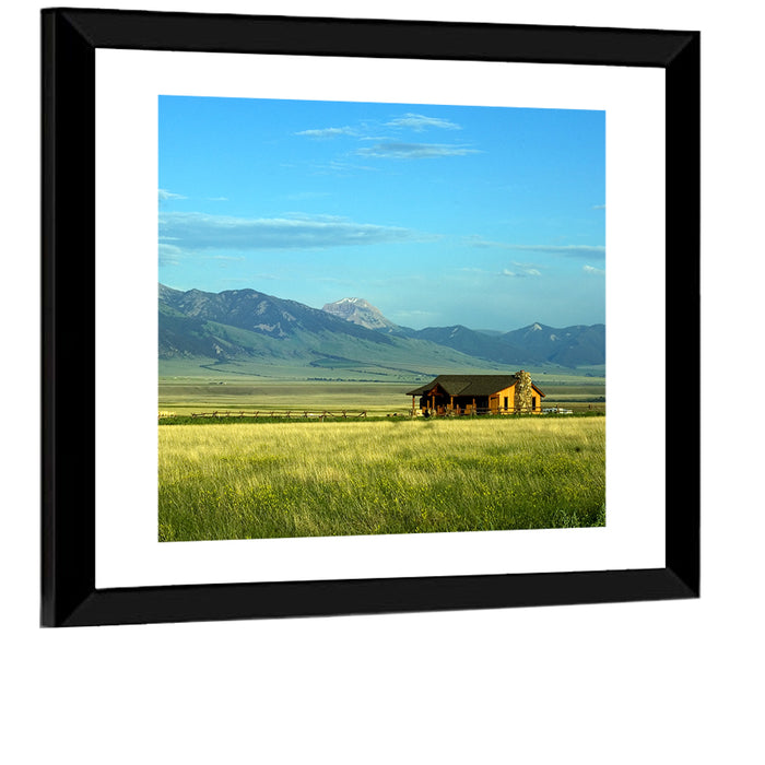Montana Mountain Ranch Wall Art as a framed print