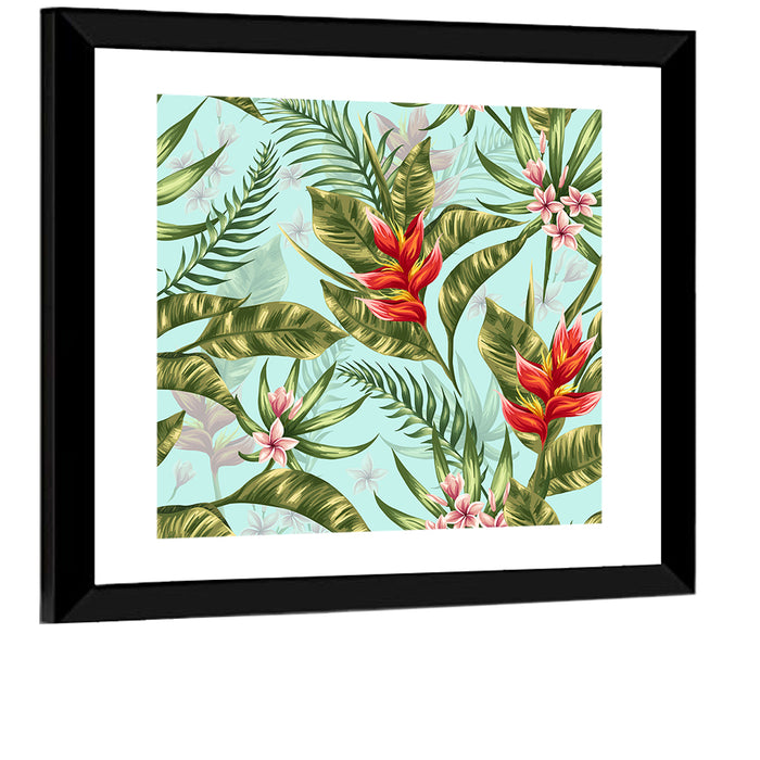 Tropical Floral Seamless Pattern Wall Art as a framed print