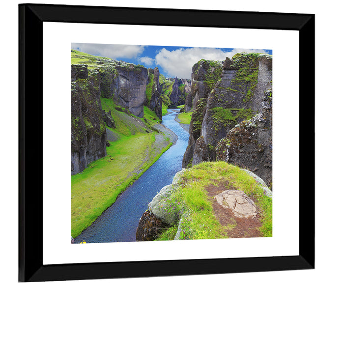 Neverland Cliffs, Fjaðrárgljúfur Canyon Wall Art as a framed print