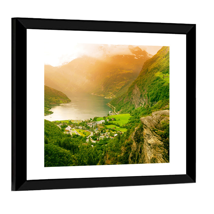 Geirangerfjord Golden Hour Wall Art as a framed print
