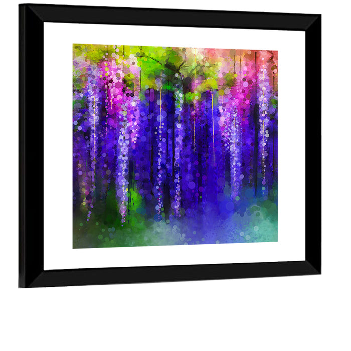 Dreamy Wisteria Vines Wall Art as a framed print