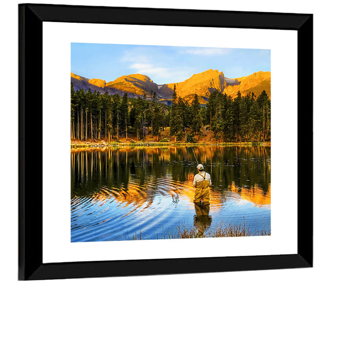 Sunrise Fishing at Sprague Lake Wall Art as a framed print