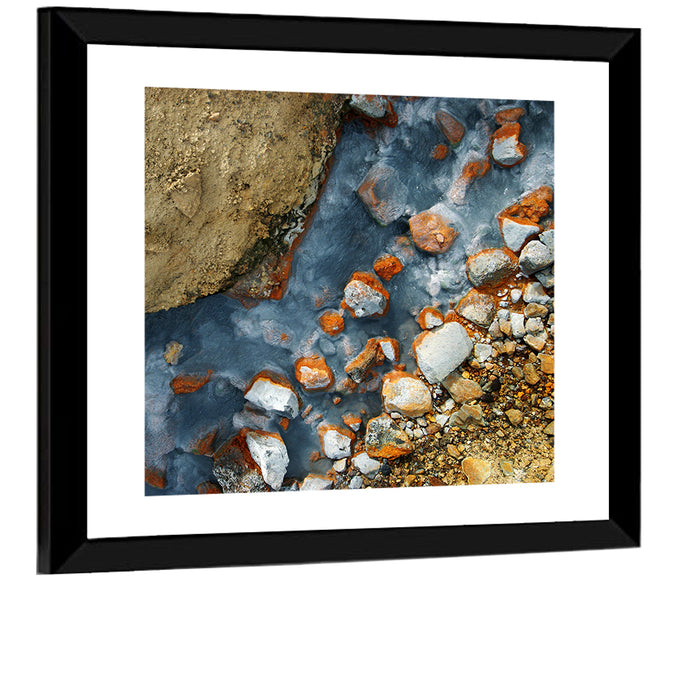 Milky Blue Geothermal Creek Wall Art as a framed print