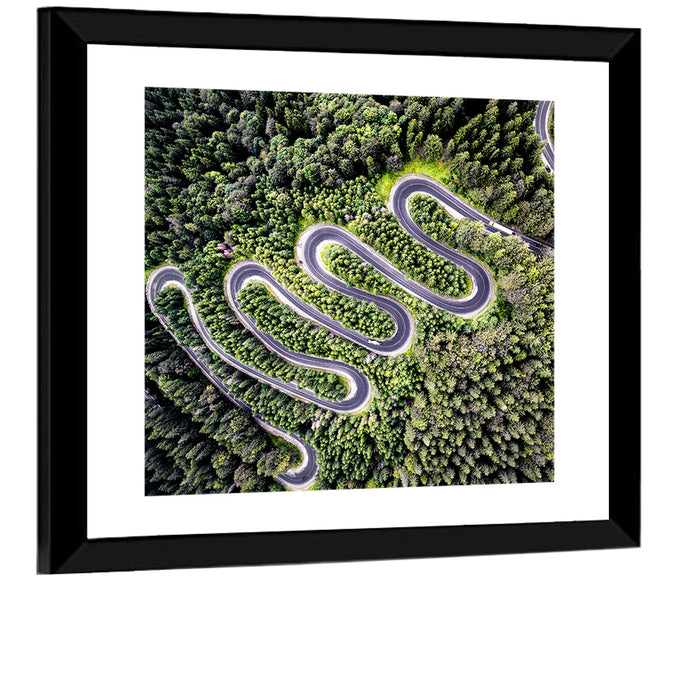 Serpentine Mountain Road Wall Art as a framed print