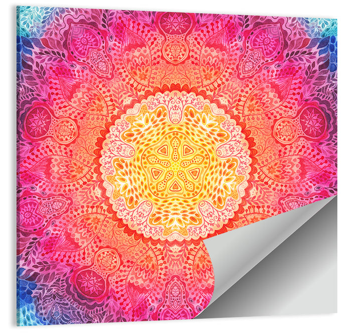 Watercolor Lace Mandala in Pink and Gold Wall Art as a poster print