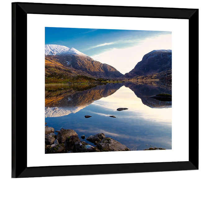 Auger Lake Morning Reflection Wall Art as a framed print