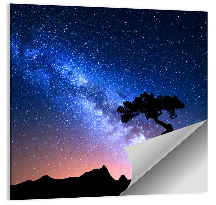 Milky Way Over Mountain Ridge Wall Art as a poster print