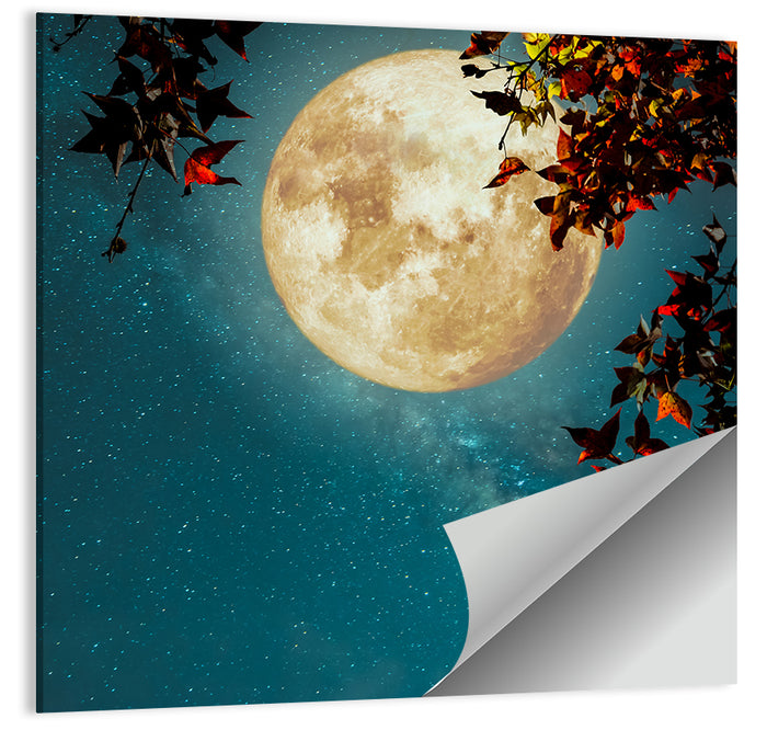 Autumn Moon with Milky Way Wall Art as a poster print