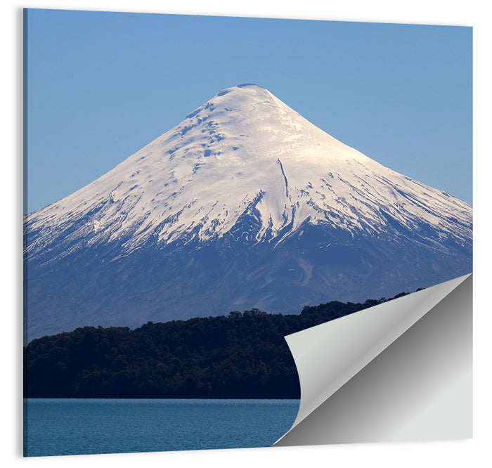 Snow-capped Osorno Volcano Over Lake Wall Art as a poster print