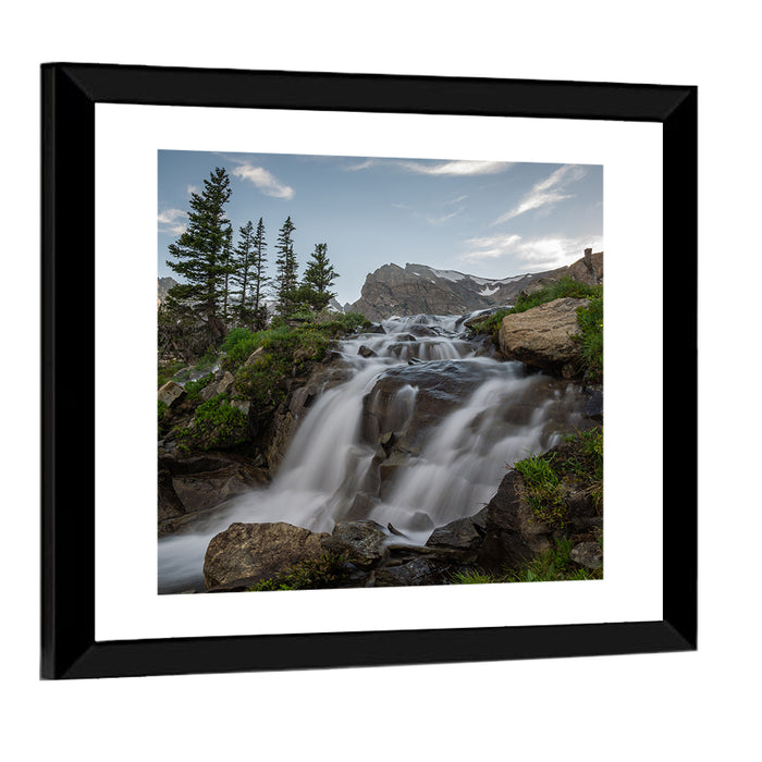 Brainard Lake Waterfall Wall Art as a framed print