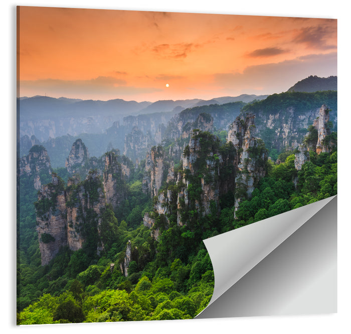 Zhangjiajie Forest at Sunset Wall Art as a poster print