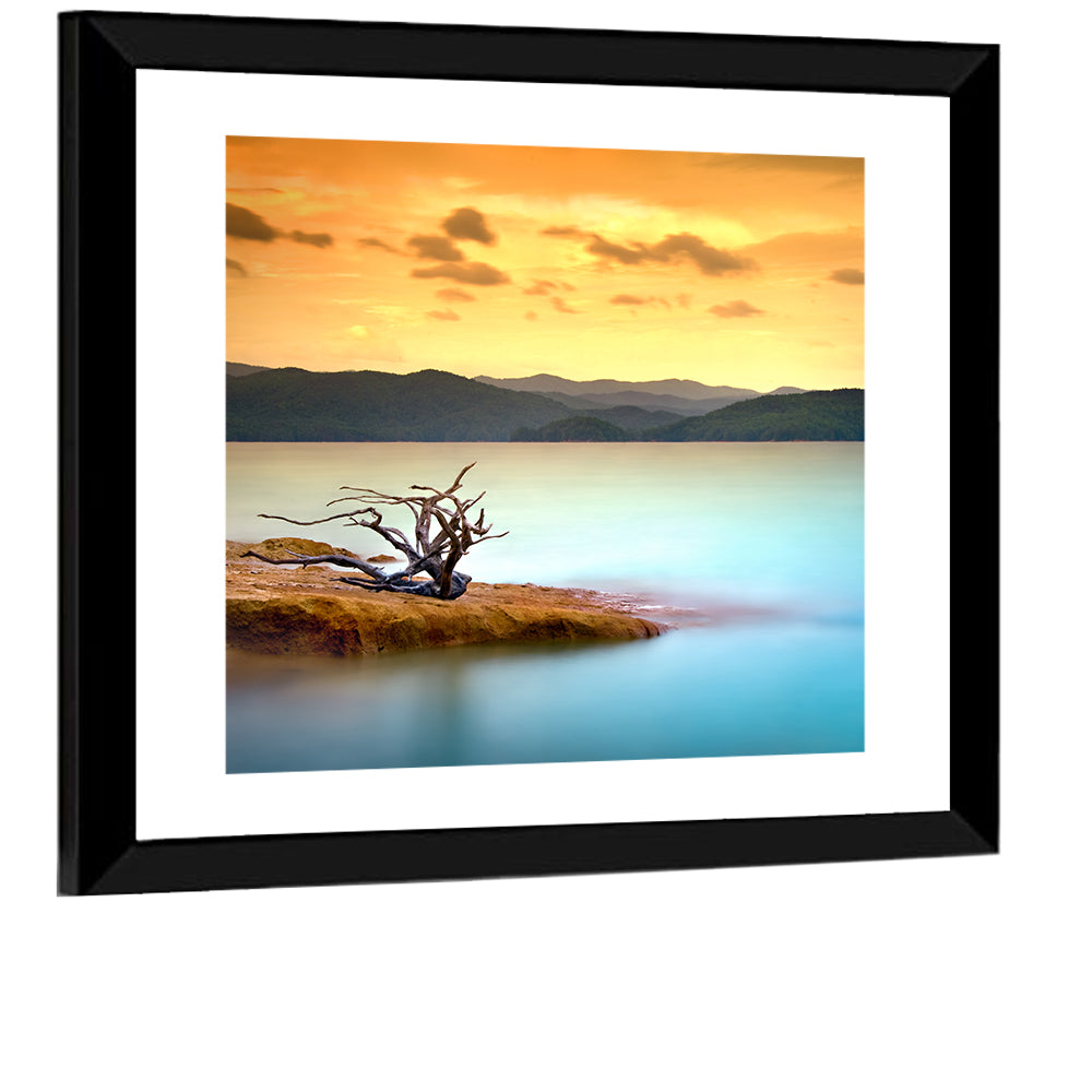 Turquoise Lake Sunset Wall Art