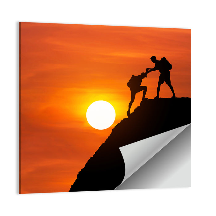 Mountaineer Silhouette at Sunset Wall Art as a poster print