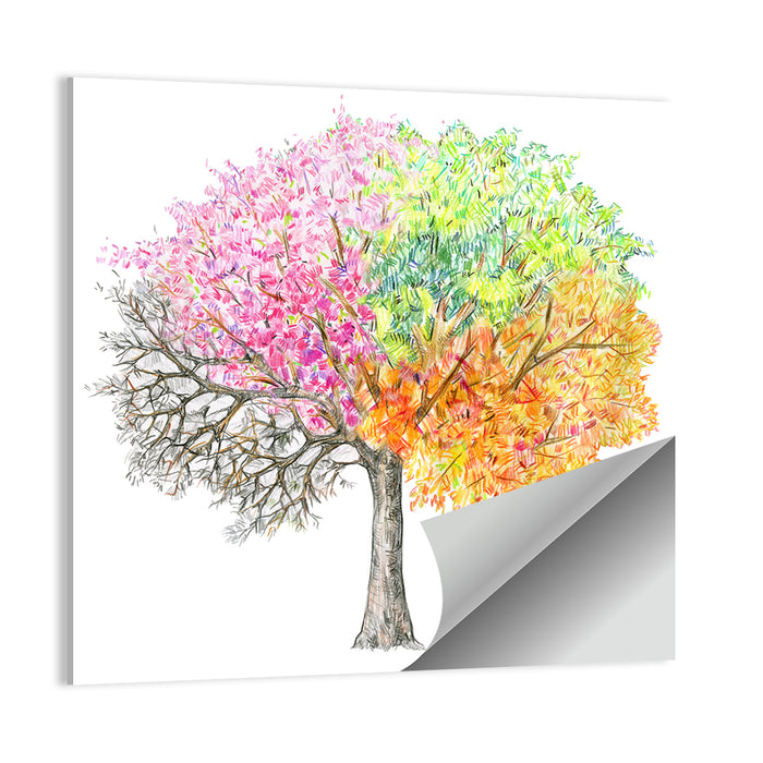 Four Seasons Tree Illustration Wall Art as a poster print