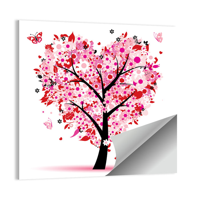 Pink Heart Tree Wall Art as a poster print