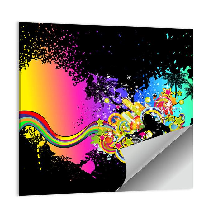 Neon Dj Silhouette Wall Art as a poster print