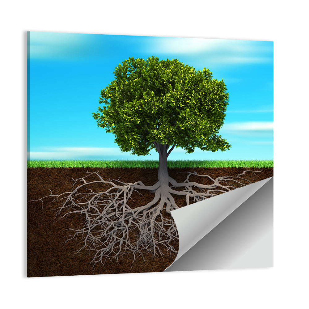 Tree Roots Illustration Wall Art