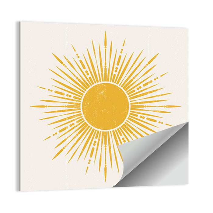 Golden Sunburst Boho Minimalist Wall Art as a poster print