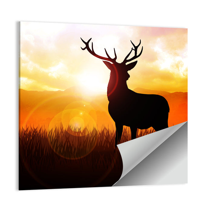 Golden Hour Deer Silhouette Wall Art as a poster print