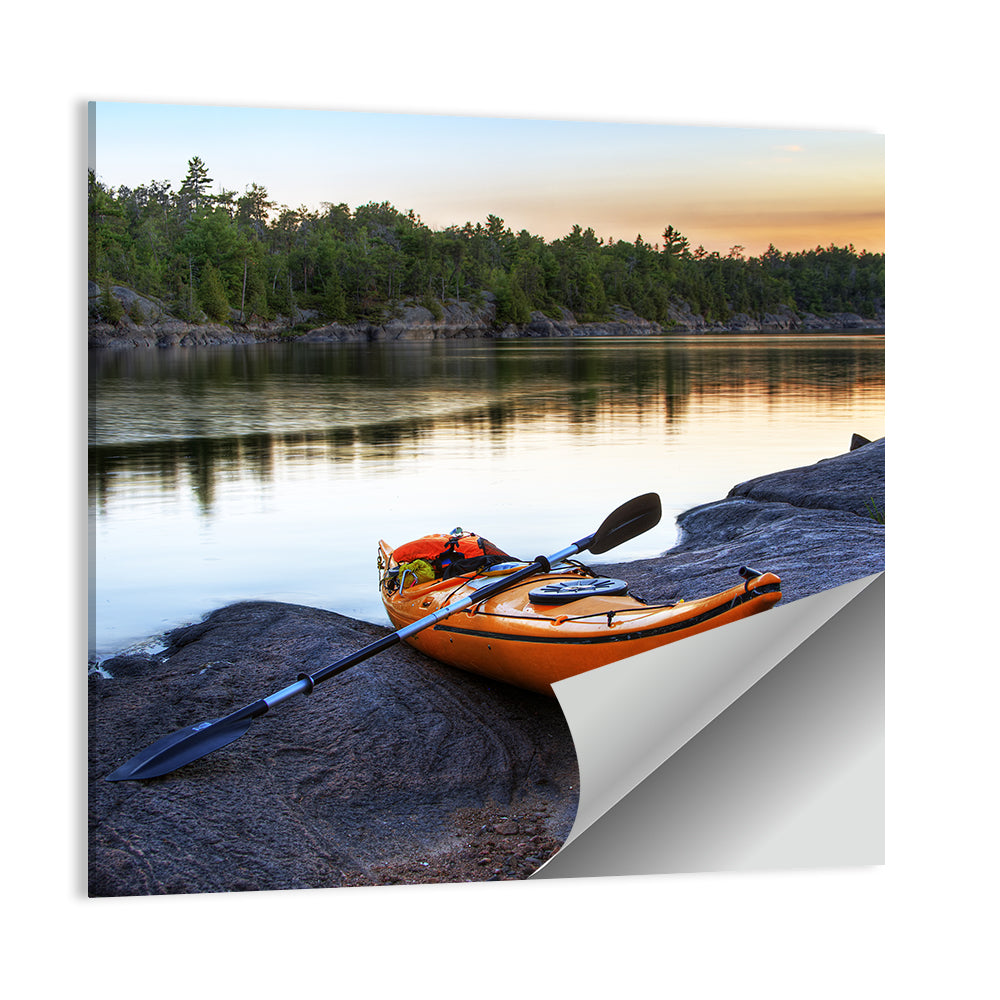 Kayak On River Bank Wall Art