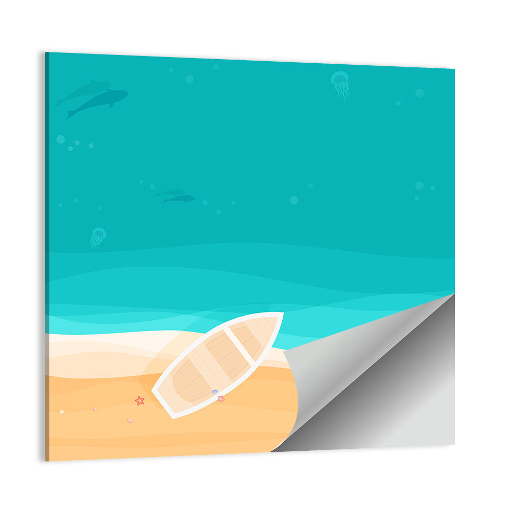 Sandy Beach Illustration Wall Art