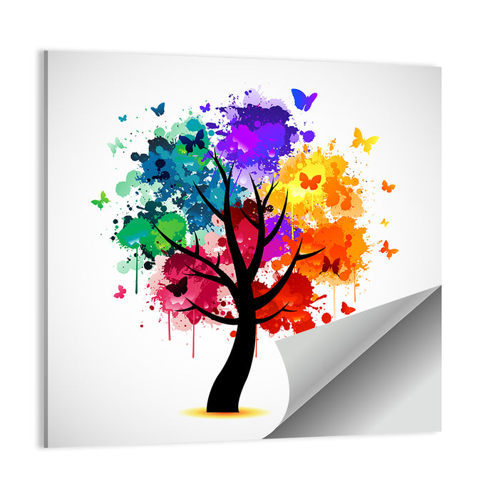 Painted Tree with Butterflies Wall Art as a poster print