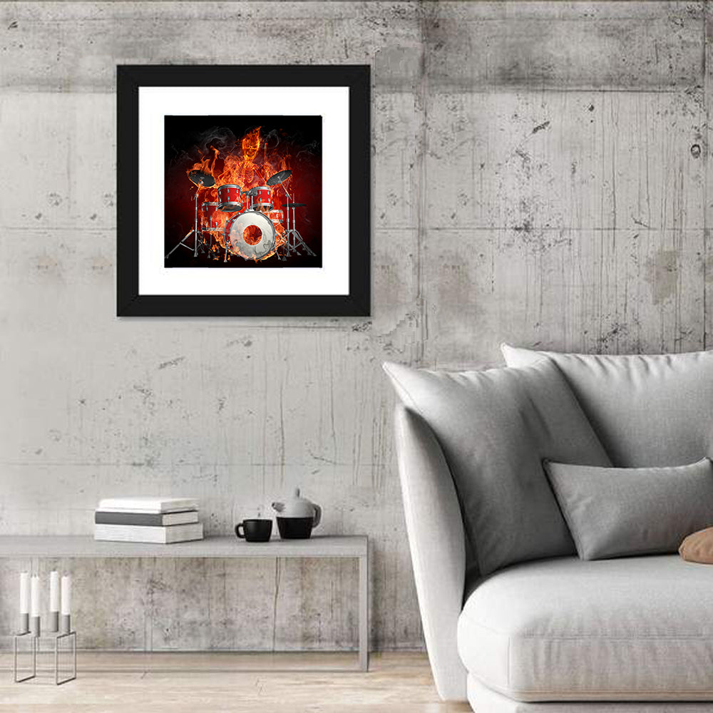 Drummer on Fire Wall Art