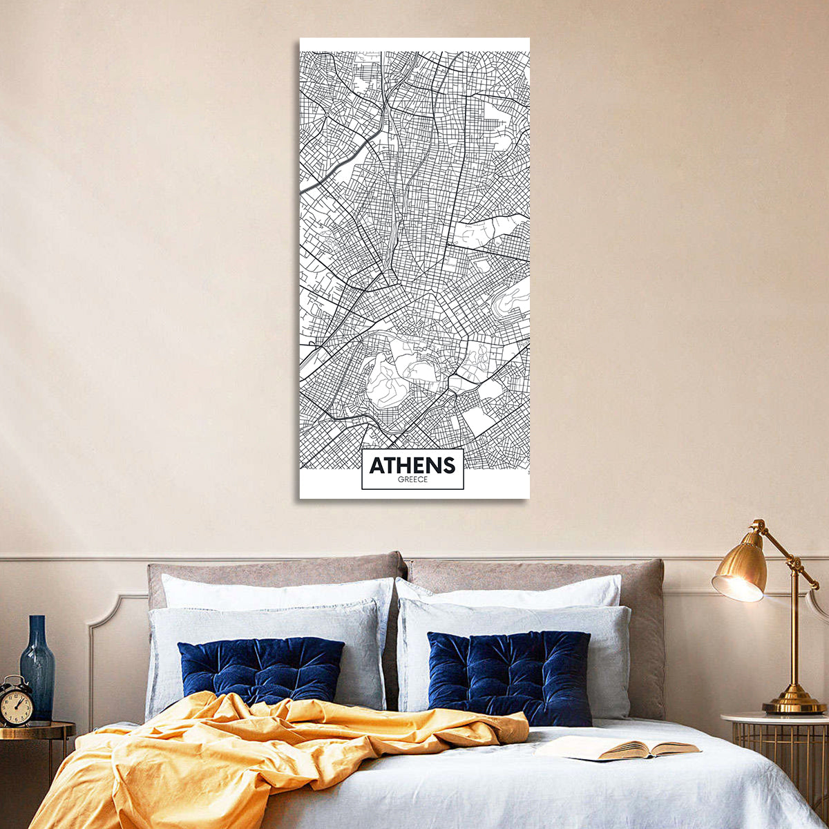 Athens City Map Wall Art