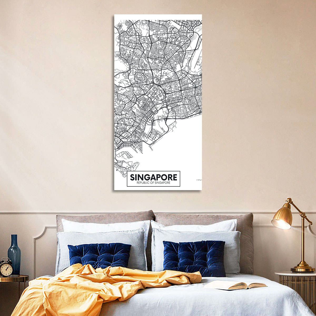 Singapore City Map Wall Art