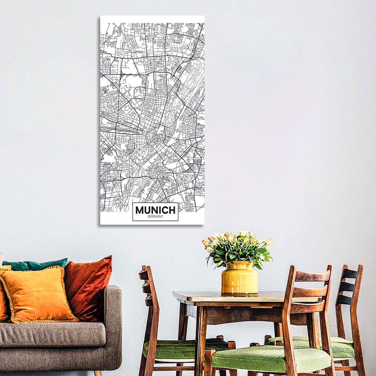 Munich City Map Wall Art