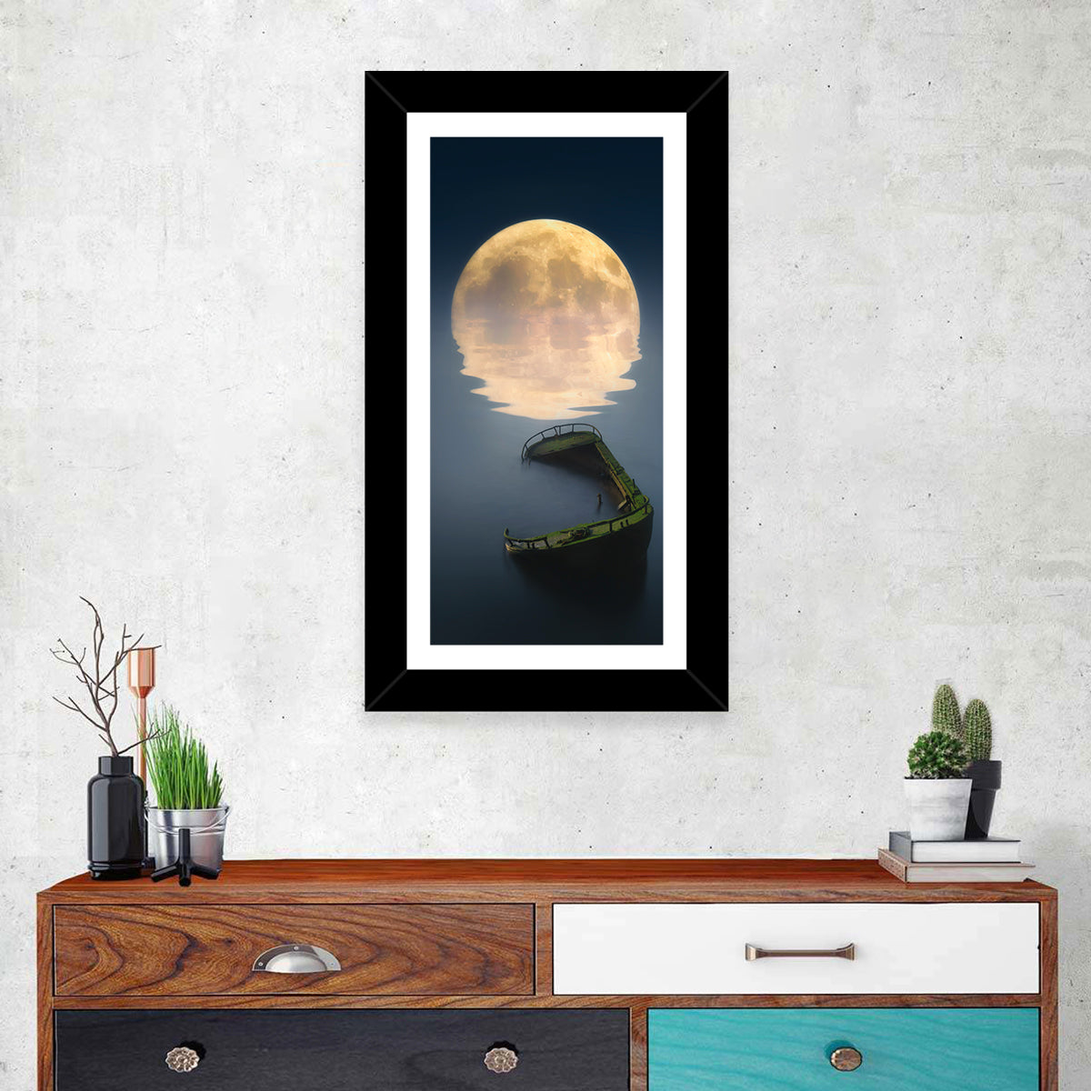 Moon & Broken Ship Wall Art