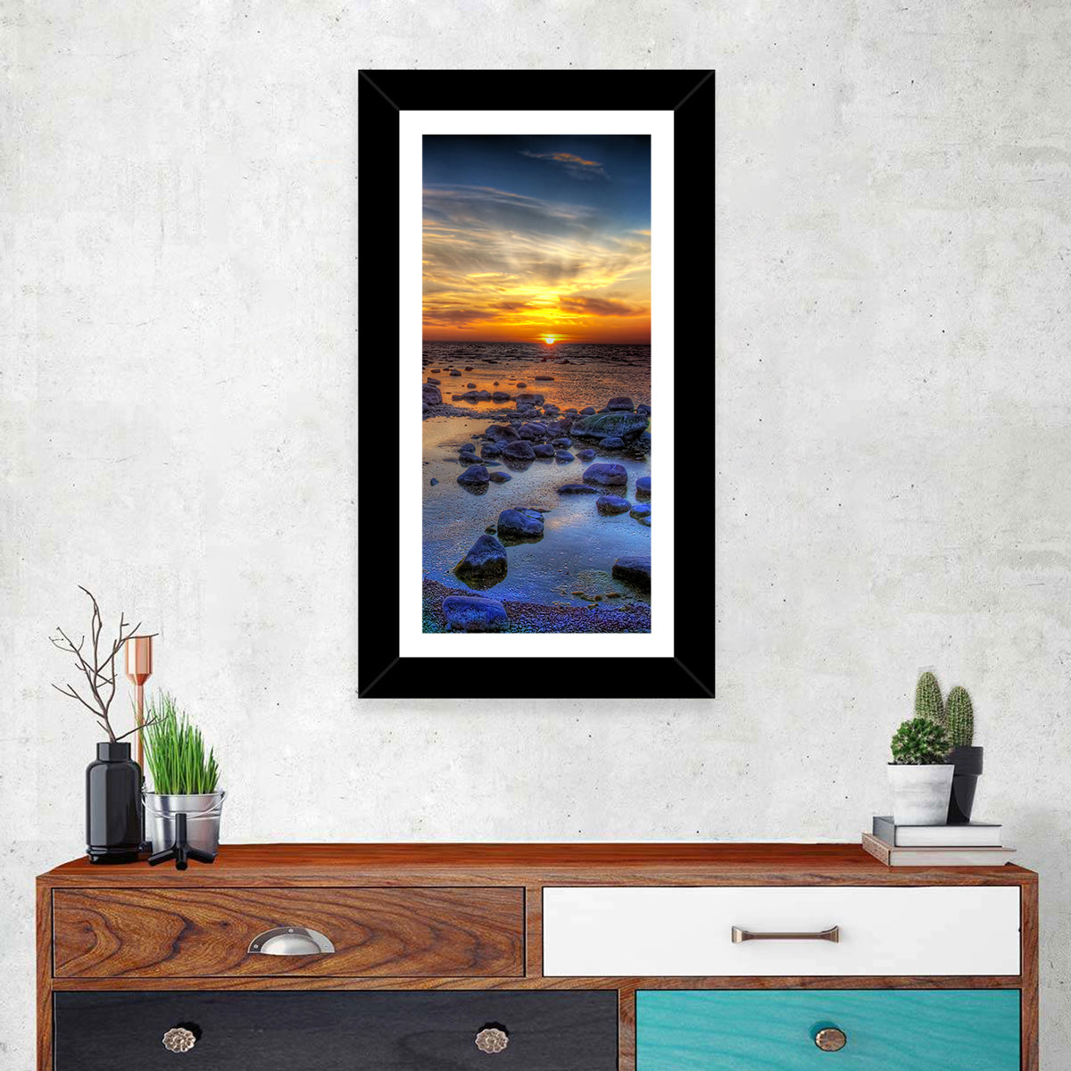 Sea Stones Sunset Wall Art
