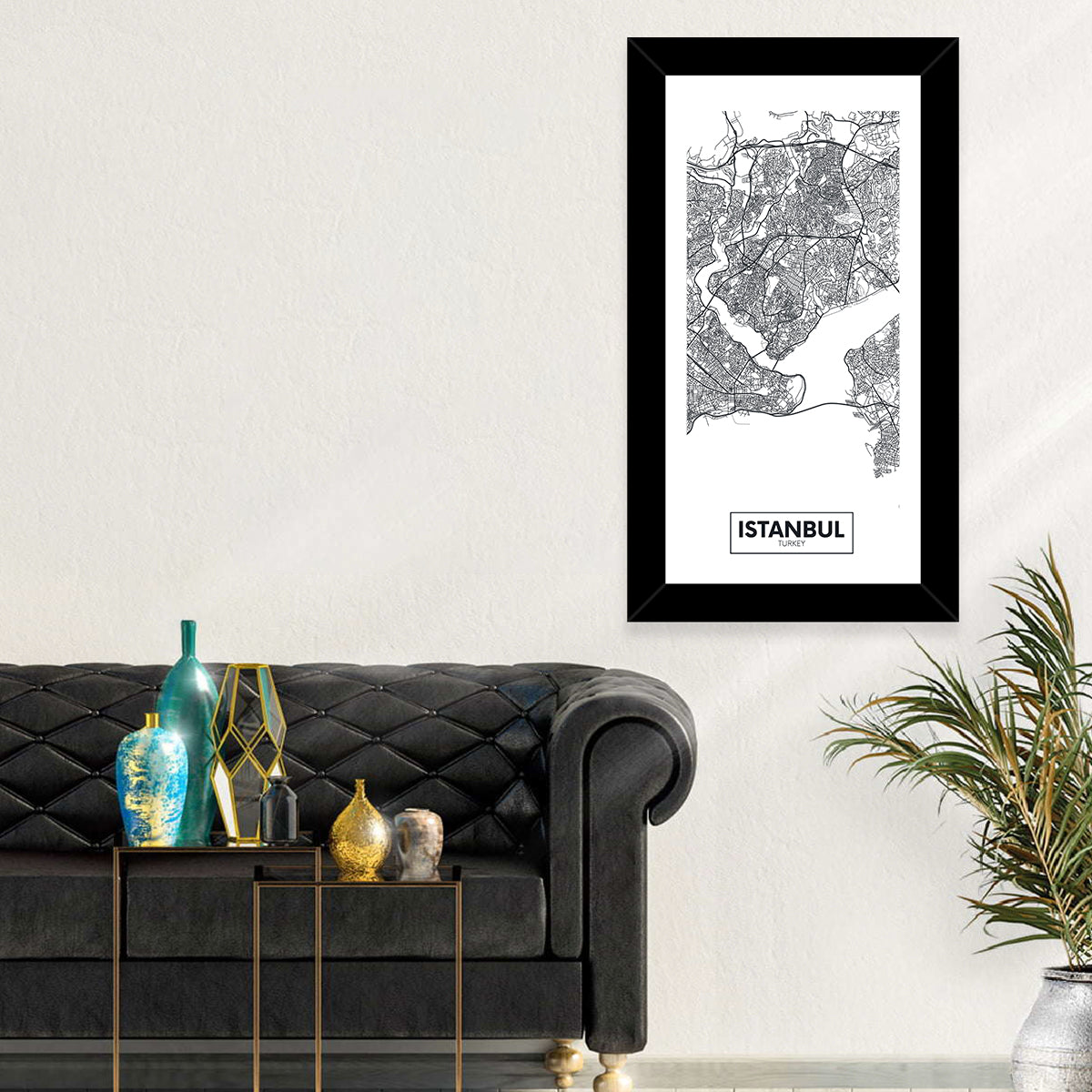 Istanbul City Map Wall Art