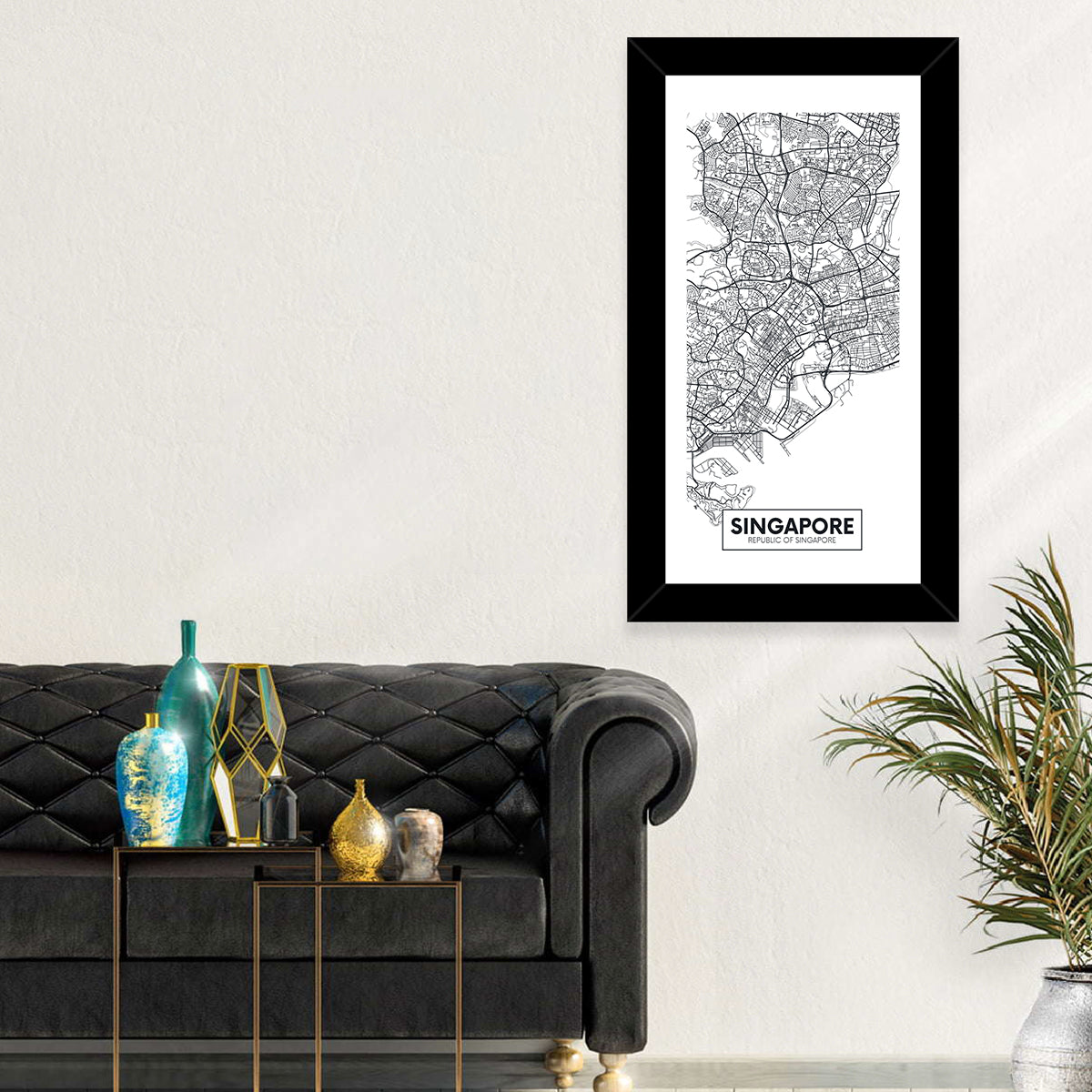 Singapore City Map Wall Art