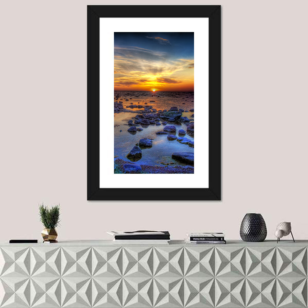 Sea Stones Sunset Wall Art