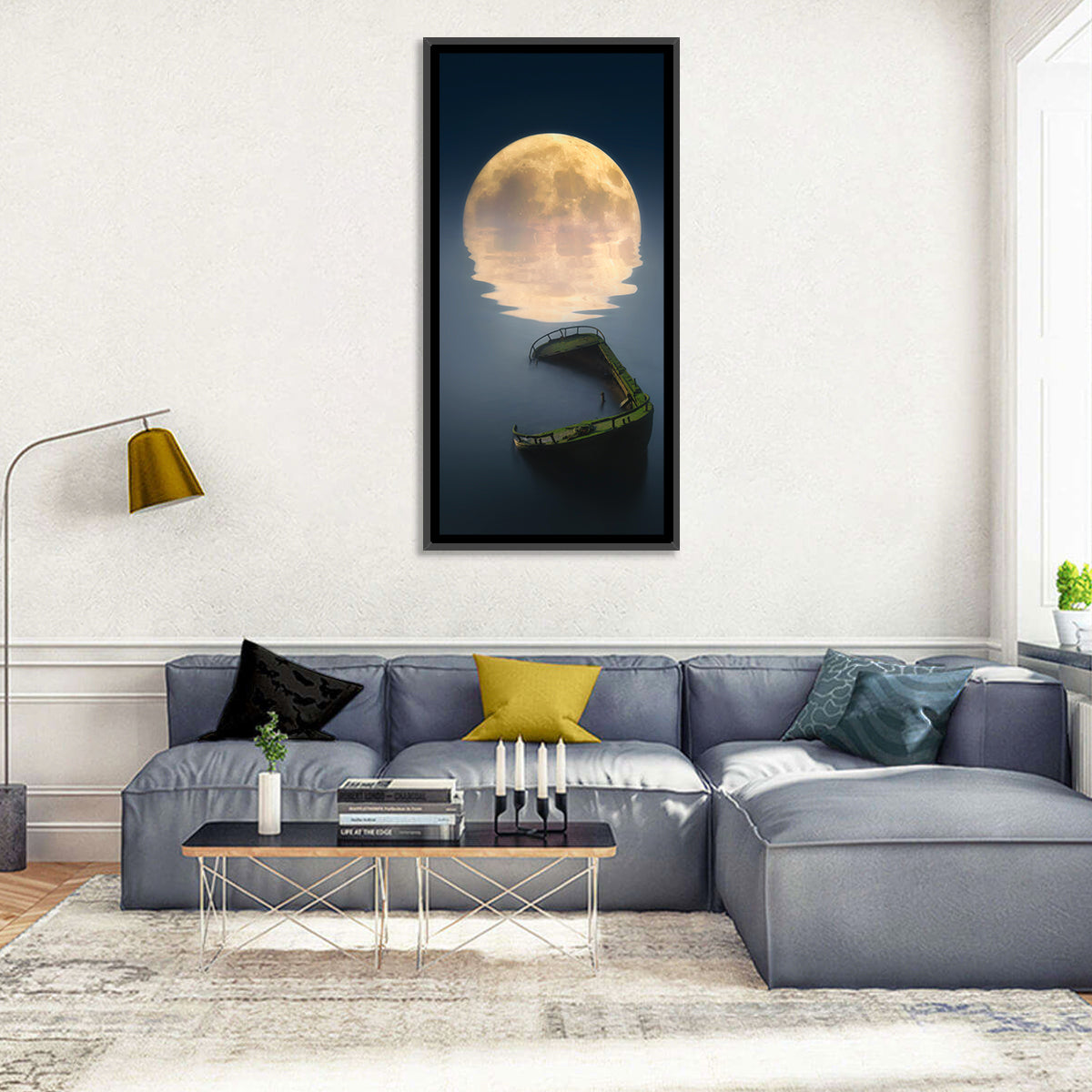 Moon & Broken Ship Wall Art