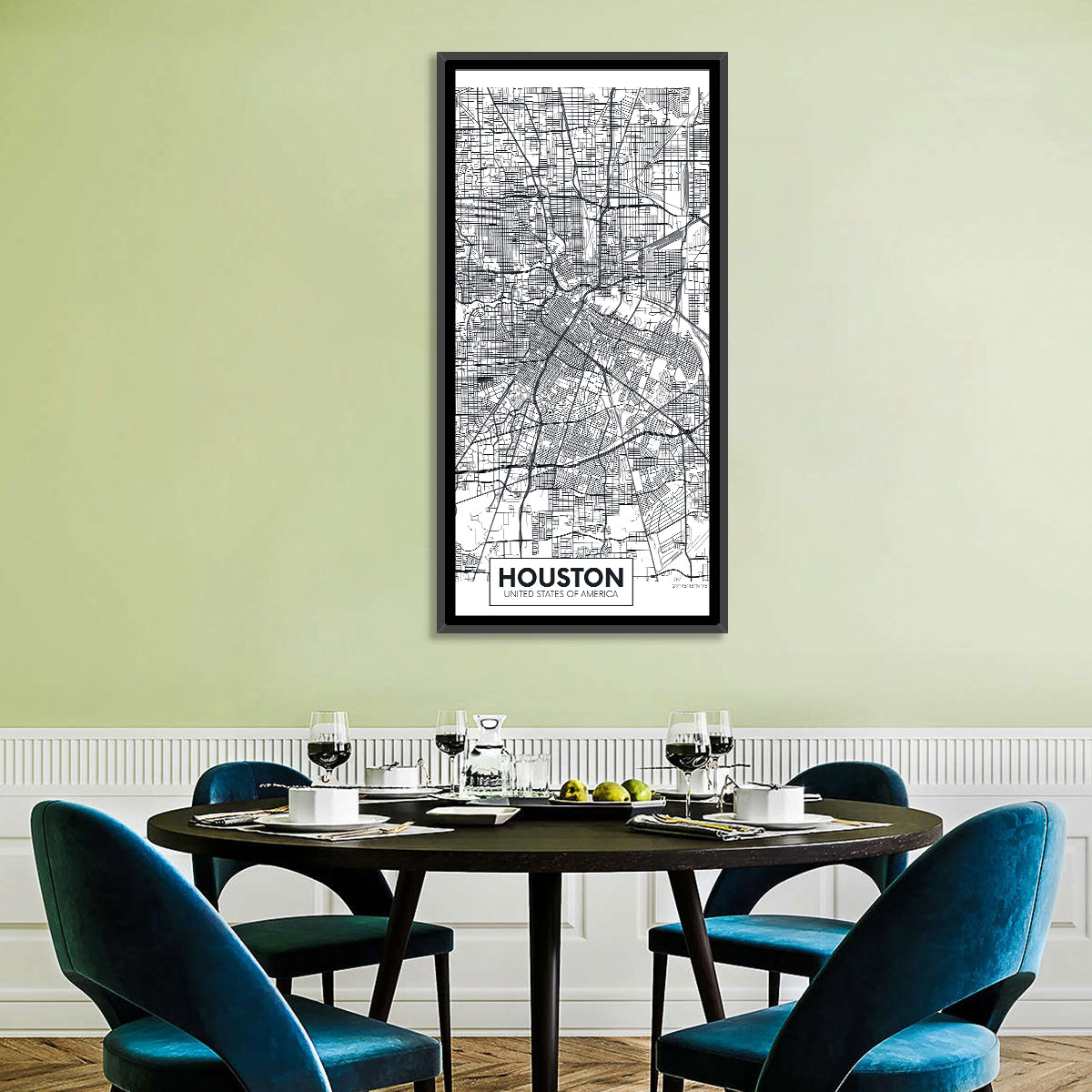 Houston City Map Wall Art
