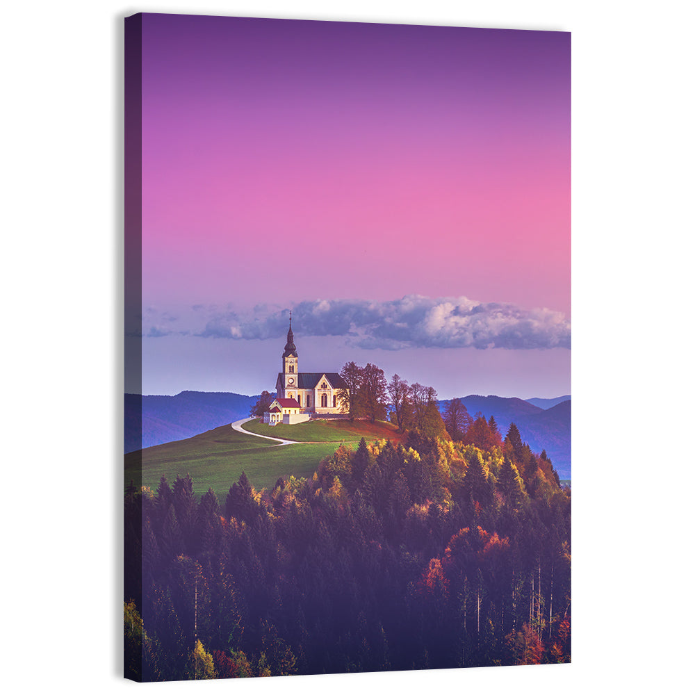 Saint Leonard Hilltop Church Wall Art, canvas print, portrait