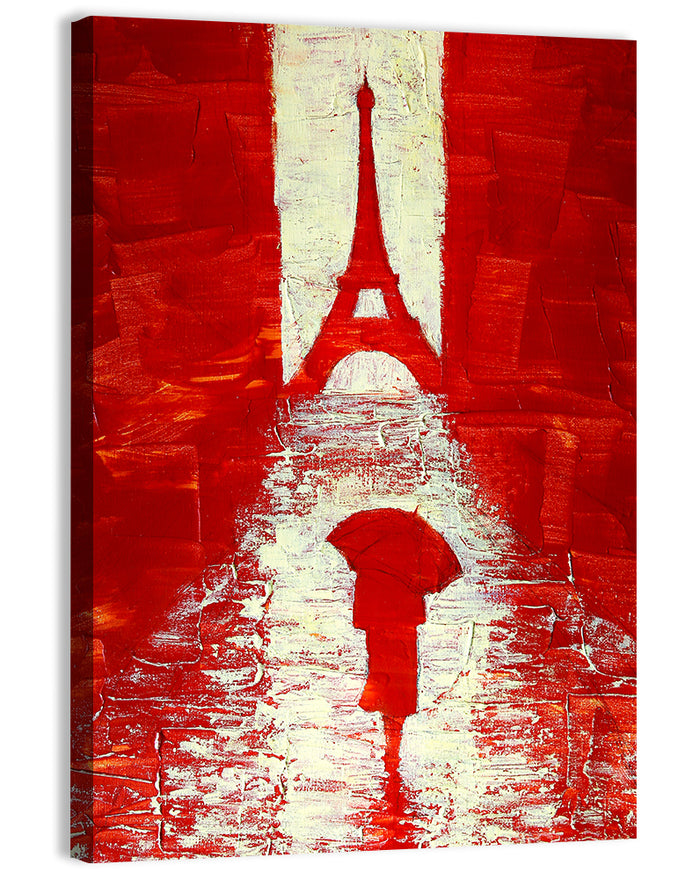 Rainy Paris Eiffel Tower Wall Art as a canvas print
