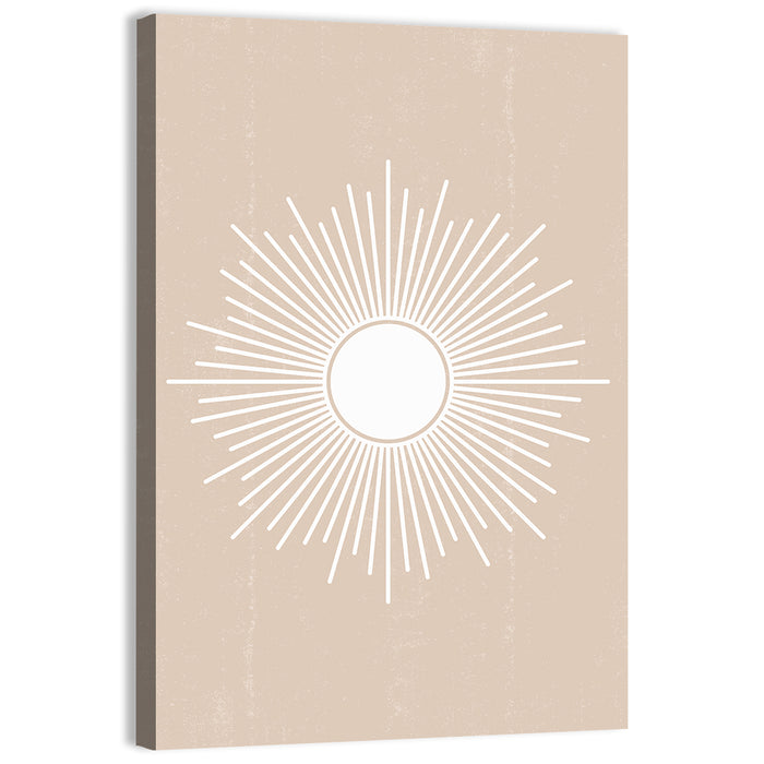Beige Sunburst Abstract Wall Art as a canvas print