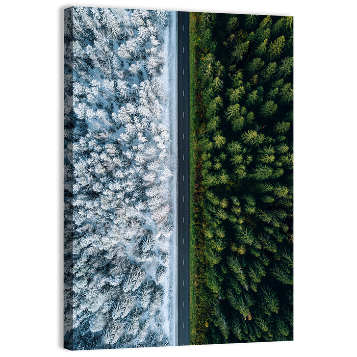 Summer and Winter Forests Wall Art as a canvas print