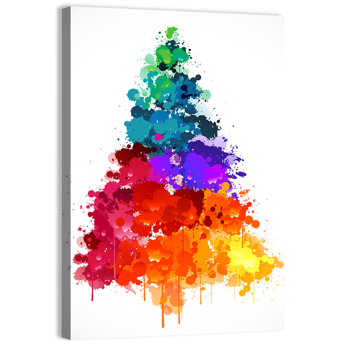 Watercolor Rainbow Christmas Tree Wall Art as a canvas print