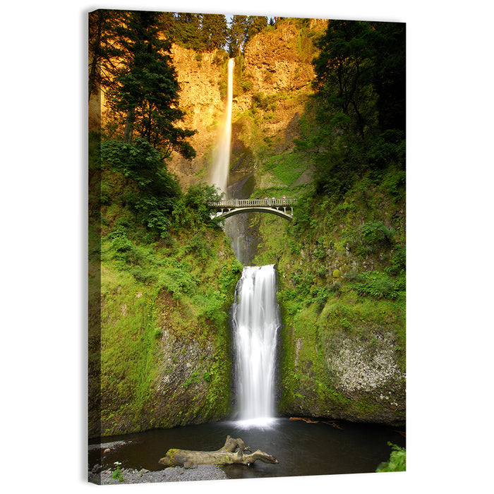 Multnomah Falls at Golden Hour Wall Art as a canvas print