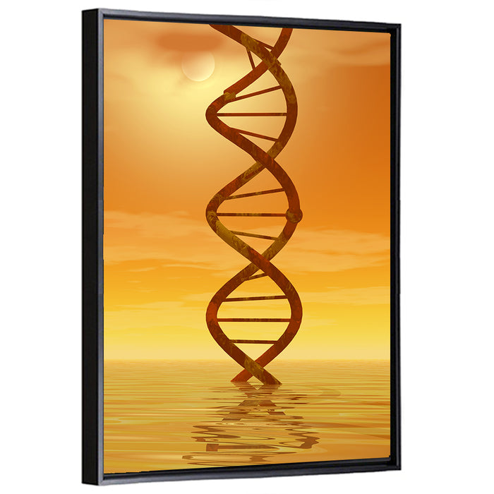 Dna Helix at Sunset Wall Art as a framed canvas